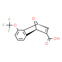 ChemSpider 2D Image | (1R,8R)-3-(Trifluoromethoxy)-11-oxatricyclo[6.2.1.0~2,7~]undeca-2,4,6,9-tetraene-9-carboxylic acid | C12H7F3O4