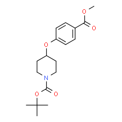 ChemSpider 2D Image | Methyl-4-(N-(tert-butoxycarbonyl)-4-piperidinyloxy)benzoate | C18H25NO5