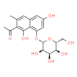 ChemSpider 2D Image | 7-Acetyl-3,8-dihydroxy-6-methyl-1-naphthyl beta-D-allopyranoside | C19H22O9