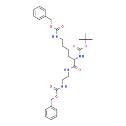 ChemSpider 2D Image | N~6~-[(Benzyloxy)carbonyl]-N-(2-{[(benzyloxy)carbonyl]amino}ethyl)-N~2~-{[(2-methyl-2-propanyl)oxy]carbonyl}-L-lysinamide | C29H40N4O7