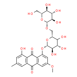 ChemSpider 2D Image | 8-Hydroxy-3-methoxy-6-methyl-9,10-dioxo-9,10-dihydro-1-anthracenyl (4xi)-6-O-beta-D-glucopyranosyl-beta-D-xylo-hexopyranoside | C28H32O15