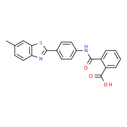ChemSpider 2D Image | 2-[[4-(6-Methylbenzo[d]thiazol-2-yl)phenyl]carbamoyl]benzoic acid | C22H16N2O3S