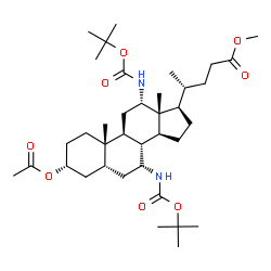 ChemSpider 2D Image | Methyl (3alpha,5beta,7alpha,12alpha)-3-acetoxy-7,12-bis({[(2-methyl-2-propanyl)oxy]carbonyl}amino)cholan-24-oate | C37H62N2O8