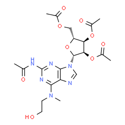 ChemSpider 2D Image | 2-Acetamido-2',3',5'-tri-O-acetyl-N-(2-hydroxyethyl)-N-methyladenosine | C21H28N6O9