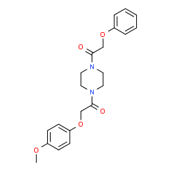 ChemSpider 2D Image | 2-(4-Methoxyphenoxy)-1-[4-(phenoxyacetyl)-1-piperazinyl]ethanone | C21H24N2O5