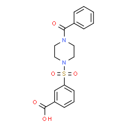 ChemSpider 2D Image | 3-[(4-Benzoyl-1-piperazinyl)sulfonyl]benzoic acid | C18H18N2O5S