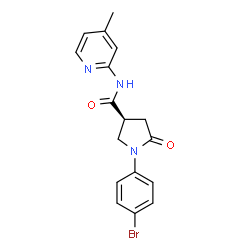 ChemSpider 2D Image | (3S)-1-(4-Bromophenyl)-N-(4-methyl-2-pyridinyl)-5-oxo-3-pyrrolidinecarboxamide | C17H16BrN3O2