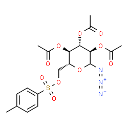 ChemSpider 2D Image | (3R,4S,5R,6R)-2-Azido-6-({[(4-methylphenyl)sulfonyl]oxy}methyl)tetrahydro-2H-pyran-3,4,5-triyl triacetate | C19H23N3O10S