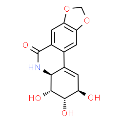 ChemSpider 2D Image | (2R,3S,4R,4aS)-2,3,4-Trihydroxy-3,4,4a,5-tetrahydro[1,3]dioxolo[4,5-j]phenanthridin-6(2H)-one | C14H13NO6