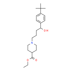 ChemSpider 2D Image | Ethyl 1-{4-hydroxy-4-[4-(2-methyl-2-propanyl)phenyl]butyl}-4-piperidinecarboxylate | C22H35NO3