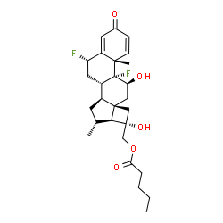 ChemSpider 2D Image | (6alpha,11beta,16alpha,20S)-6,9-Difluoro-11,20-dihydroxy-16-methyl-3-oxo-18,20-cyclopregna-1,4-dien-21-yl valerate | C27H36F2O5