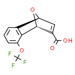ChemSpider 2D Image | (1S,8S)-6-(Trifluoromethoxy)-11-oxatricyclo[6.2.1.0~2,7~]undeca-2,4,6,9-tetraene-9-carboxylic acid | C12H7F3O4