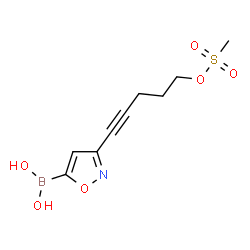 ChemSpider 2D Image | (3-{5-[(Methylsulfonyl)oxy]-1-pentyn-1-yl}-1,2-oxazol-5-yl)boronic acid | C9H12BNO6S