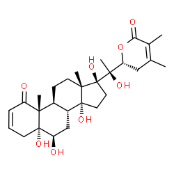 ChemSpider 2D Image | (5alpha,6beta,17alpha,22R)-5,6,14,17,20-Pentahydroxy-22,26-epoxyergosta-2,24-diene-1,26-dione | C28H40O8
