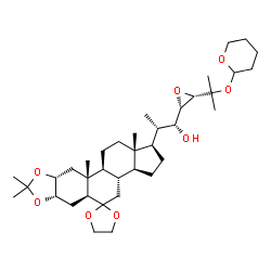 ChemSpider 2D Image | (1S)-1,2-Anhydro-4,5-dideoxy-1-[2-(tetrahydro-2H-pyran-2-yloxy)-2-propanyl]-4-[(1R,3aS,3bS,5aS,6aS,9aR,10aR,10bS,12aS)-8,8,10a,12a-tetramethylhexadecahydrospiro[cyclopenta[7,8]phenanthro[2,3-d][1,3]di
oxole-5,2'-[1,3]dioxolan]-1-yl]-D-arabinitol | C37H60O8