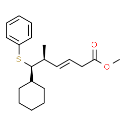 ChemSpider 2D Image | Methyl (3E,5S,6S)-6-cyclohexyl-5-methyl-6-(phenylsulfanyl)-3-hexenoate | C20H28O2S