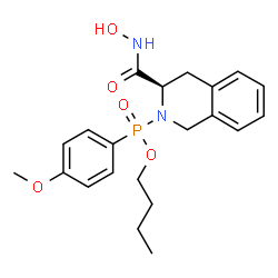 ChemSpider 2D Image | Butyl [(3R)-3-(hydroxycarbamoyl)-3,4-dihydro-2(1H)-isoquinolinyl](4-methoxyphenyl)phosphinate | C21H27N2O5P
