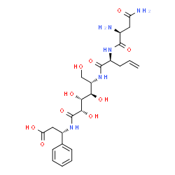 ChemSpider 2D Image | (3S)-3-{[(2S,3R,4R,5S)-5-{[(2S)-2-{[(2S)-2,4-Diamino-4-oxobutanoyl]amino}-4-pentenoyl]amino}-2,3,4,6-tetrahydroxyhexanoyl]amino}-3-phenylpropanoic acid | C24H35N5O10