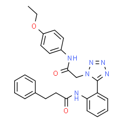 ChemSpider 2D Image | N-[2-(1-{2-[(4-Ethoxyphenyl)amino]-2-oxoethyl}-1H-tetrazol-5-yl)phenyl]-3-phenylpropanamide | C26H26N6O3