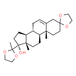 ChemSpider 2D Image | Pregn-5-ene-3,20-dione, 17-hydroxy-, cyclic 3,20-bis(1,2-ethanediyl acetal) | C25H38O5