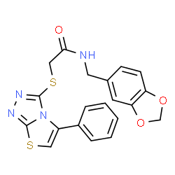 ChemSpider 2D Image | N-(1,3-Benzodioxol-5-ylmethyl)-2-[(5-phenyl[1,3]thiazolo[2,3-c][1,2,4]triazol-3-yl)sulfanyl]acetamide | C20H16N4O3S2