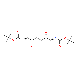 ChemSpider 2D Image | 2-Methyl-2-propanyl [(2S,3R,6S,7S)-3,6-dihydroxy-7-({[(2-methyl-2-propanyl)oxy]carbonyl}amino)-2-octanyl]carbamate | C18H36N2O6