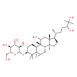 ChemSpider 2D Image | (1S,4S,5S,6S,9beta,11alpha,24R)-11,24,25-Trihydroxy-9,10,14-trimethyl-5,6-epoxy-4,9-cyclo-9,10-secocholestan-1-yl beta-D-glucopyranoside | C36H62O10