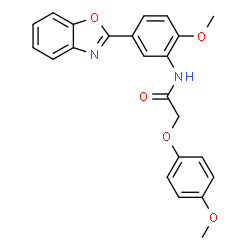 ChemSpider 2D Image | N-[5-(1,3-Benzoxazol-2-yl)-2-methoxyphenyl]-2-(4-methoxyphenoxy)acetamide | C23H20N2O5