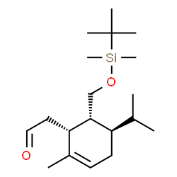ChemSpider 2D Image | [(1R,5R,6R)-6-({[Dimethyl(2-methyl-2-propanyl)silyl]oxy}methyl)-5-isopropyl-2-methyl-2-cyclohexen-1-yl]acetaldehyde | C19H36O2Si