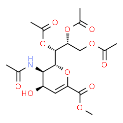 ChemSpider 2D Image | Methyl (6R)-5-acetamido-2,6-anhydro-3,5-dideoxy-6-[(1S,2R)-1,2,3-triacetoxypropyl]-L-erythro-hex-2-enonate | C18H25NO11
