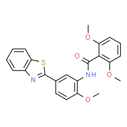 ChemSpider 2D Image | N-[5-(1,3-Benzothiazol-2-yl)-2-methoxyphenyl]-2,6-dimethoxybenzamide | C23H20N2O4S