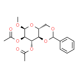 ChemSpider 2D Image | Methyl 2,3-di-O-acetyl-4,6-O-benzylidene-alpha-D-glucopyranoside | C18H22O8