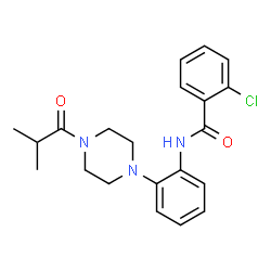 ChemSpider 2D Image | 2-Chloro-N-[2-(4-isobutyryl-1-piperazinyl)phenyl]benzamide | C21H24ClN3O2