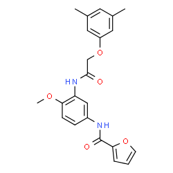 ChemSpider 2D Image | N-(3-{[(3,5-Dimethylphenoxy)acetyl]amino}-4-methoxyphenyl)-2-furamide | C22H22N2O5