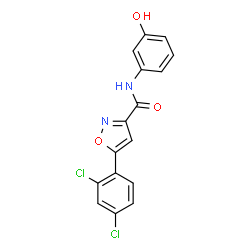 ChemSpider 2D Image | 5-(2,4-Dichlorophenyl)-N-(3-hydroxyphenyl)-1,2-oxazole-3-carboxamide | C16H10Cl2N2O3