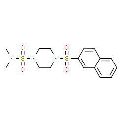 ChemSpider 2D Image | N,N-Dimethyl-4-(2-naphthylsulfonyl)-1-piperazinesulfonamide | C16H21N3O4S2