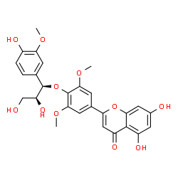 ChemSpider 2D Image | 2-{4-[(1R,2S)-2,3-Dihydroxy-1-(4-hydroxy-3-methoxyphenyl)propoxy]-3,5-dimethoxyphenyl}-5,7-dihydroxy-4H-chromen-4-one | C27H26O11