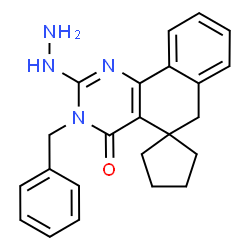 ChemSpider 2D Image | 3-Benzyl-2-hydrazino-3H-spiro[benzo[h]quinazoline-5,1'-cyclopentan]-4(6H)-one | C23H24N4O
