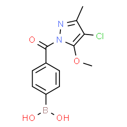 ChemSpider 2D Image | {4-[(4-Chloro-5-methoxy-3-methyl-1H-pyrazol-1-yl)carbonyl]phenyl}boronic acid | C12H12BClN2O4