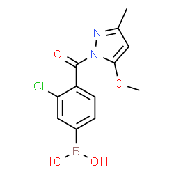 ChemSpider 2D Image | {3-Chloro-4-[(5-methoxy-3-methyl-1H-pyrazol-1-yl)carbonyl]phenyl}boronic acid | C12H12BClN2O4