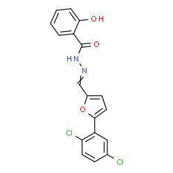 ChemSpider 2D Image | N'-{[5-(2,5-Dichlorophenyl)-2-furyl]methylene}-2-hydroxybenzohydrazide | C18H12Cl2N2O3