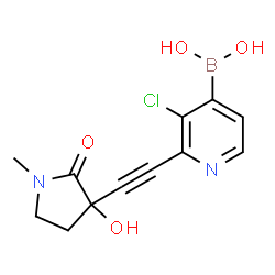 ChemSpider 2D Image | {3-Chloro-2-[(3-hydroxy-1-methyl-2-oxo-3-pyrrolidinyl)ethynyl]-4-pyridinyl}boronic acid | C12H12BClN2O4