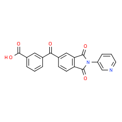 ChemSpider 2D Image | 3-{[1,3-Dioxo-2-(3-pyridinyl)-2,3-dihydro-1H-isoindol-5-yl]carbonyl}benzoic acid | C21H12N2O5