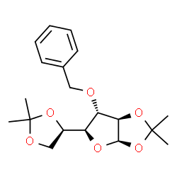 ChemSpider 2D Image | (3aR,5S,6S,6aR)-6-(Benzyloxy)-5-[(4R)-2,2-dimethyl-1,3-dioxolan-4-yl]-2,2-dimethyltetrahydrofuro[2,3-d][1,3]dioxole | C19H26O6