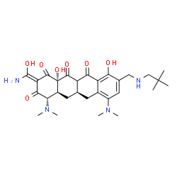 ChemSpider 2D Image | (2Z,4S,4aS,5aR,12aS)-2-[Amino(hydroxy)methylene]-4,7-bis(dimethylamino)-9-{[(2,2-dimethylpropyl)amino]methyl}-10,12a-dihydroxy-4a,5a,11a,12a-tetrahydro-1,3,11,12(2H,4H,5H,6H)-tetracenetetrone | C29H40N4O7