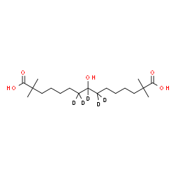 ChemSpider 2D Image | 8-Hydroxy-2,2,14,14-tetramethyl(7,7,8,9,9-~2~H_5_)pentadecanedioic acid | C19H31D5O5