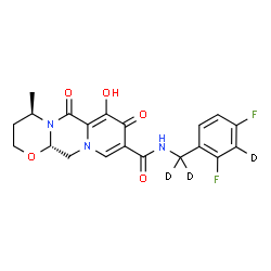 ChemSpider 2D Image | (4R,12aS)-N-{[2,4-Difluoro(3-~2~H)phenyl](~2~H_2_)methyl}-7-hydroxy-4-methyl-6,8-dioxo-3,4,6,8,12,12a-hexahydro-2H-pyrido[1',2':4,5]pyrazino[2,1-b][1,3]oxazine-9-carboxamide | C20H16D3F2N3O5