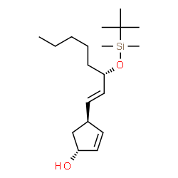 ChemSpider 2D Image | (1R,4R)-4-[(1E,3S)-3-{[Dimethyl(2-methyl-2-propanyl)silyl]oxy}-1-octen-1-yl]-2-cyclopenten-1-ol | C19H36O2Si