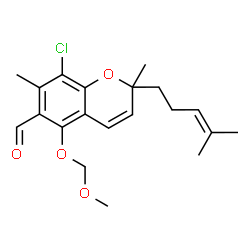 ChemSpider 2D Image | 8-Chloro-5-(methoxymethoxy)-2,7-dimethyl-2-(4-methyl-3-penten-1-yl)-2H-chromene-6-carbaldehyde | C20H25ClO4