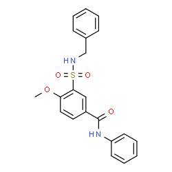 ChemSpider 2D Image | 3-(Benzylsulfamoyl)-4-methoxy-N-phenylbenzamide | C21H20N2O4S